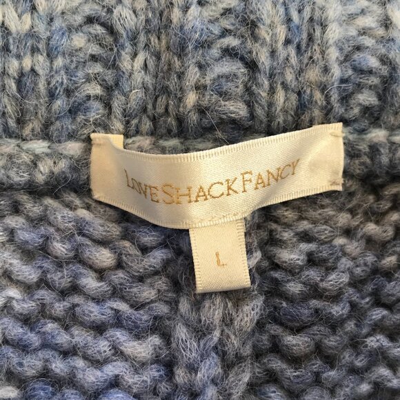 LoveShackFancy Blossom Sweatpants Pants Joggers Womens Large Blue Wool Alpaca - Picture 3 of 12